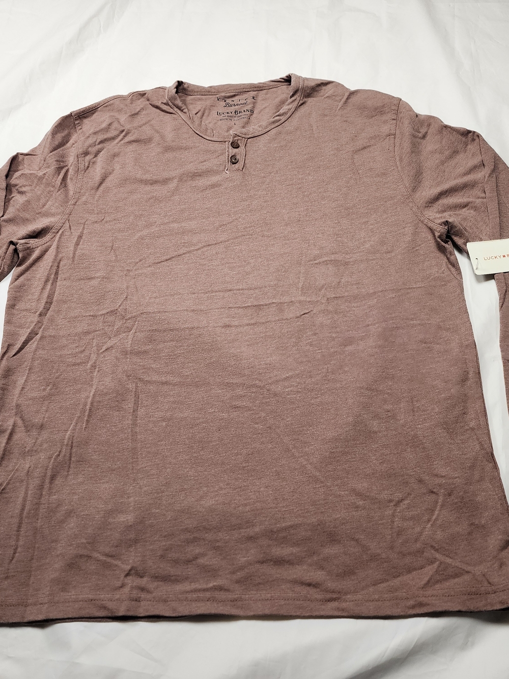 Lucky Brand Men's Venice Burnout Long- Sleeve Shirt Mauve Brown Size Large New!!